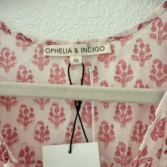 Ophelia & Indigo Boho Chic Floral Blouse 3/4 Sleeves Size XS - Picture 6 of 8